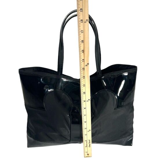 Tory Burch Ella Tote Bag ! Black Patent Leather & Nylon Material - Picture 9 of 12